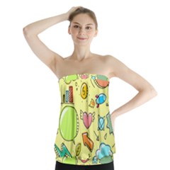 Cute Sketch Child Graphic Funny Strapless Top