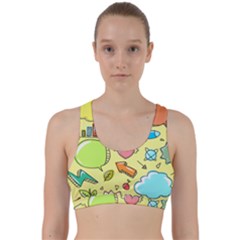 Cute Sketch Child Graphic Funny Back Weave Sports Bra by Alisyart