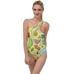 Cute Sketch Child Graphic Funny To One Side Swimsuit by Alisyart