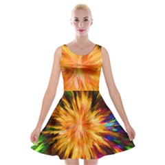 Color Background Structure Lines Rainbow Paint Velvet Skater Dress by Alisyart