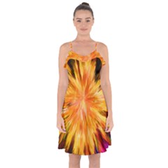 Color Background Structure Lines Rainbow Paint Ruffle Detail Chiffon Dress by Alisyart