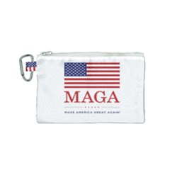 Maga Make America Great Again With Usa Flag Canvas Cosmetic Bag (small) by snek