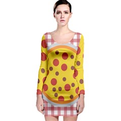 Pizza Table Pepperoni Sausage Long Sleeve Bodycon Dress by Pakrebo