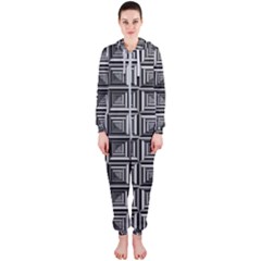 Pattern Op Art Black White Grey Hooded Jumpsuit (ladies)  by Pakrebo