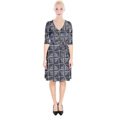 Pattern Op Art Black White Grey Wrap Up Cocktail Dress by Pakrebo