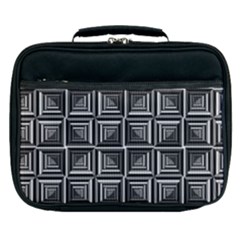 Pattern Op Art Black White Grey Lunch Bag by Pakrebo