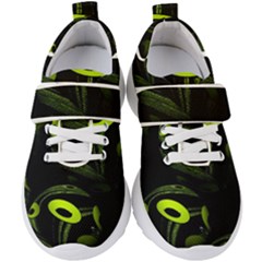 Fractal Fractals Green Ball Black Kids  Velcro Strap Shoes by Pakrebo