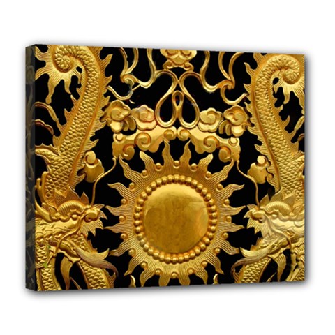 Golden Sun Gold Decoration Wall Deluxe Canvas 24  X 20  (stretched)