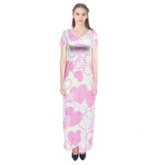 Valentine Background Hearts Bokeh Short Sleeve Maxi Dress