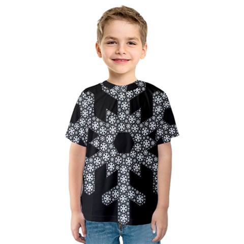 Snowflake Abstract Pattern Shape Kids  Sport Mesh Tee by Pakrebo