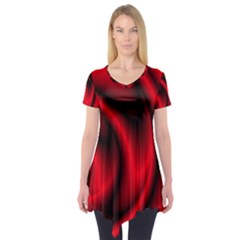 Background Red Color Swirl Short Sleeve Tunic  by Pakrebo