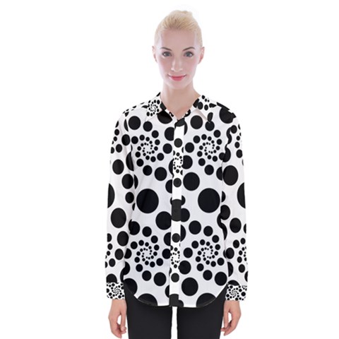 Dot Dots Round Black And White Womens Long Sleeve Shirt by Pakrebo