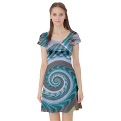 Spiral Fractal Swirl Whirlpool Short Sleeve Skater Dress by Pakrebo