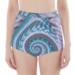 Spiral Fractal Swirl Whirlpool High-waisted Bikini Bottoms by Pakrebo