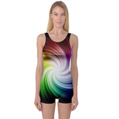 Rainbow Swirl Twirl One Piece Boyleg Swimsuit