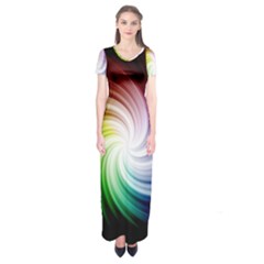 Rainbow Swirl Twirl Short Sleeve Maxi Dress