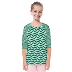 Chevron Pattern Black Mint Green Kids  Quarter Sleeve Raglan Tee