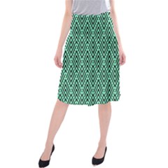 Chevron Pattern Black Mint Green Midi Beach Skirt