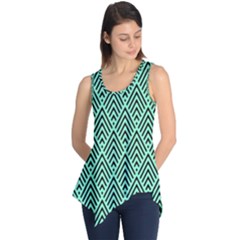 Chevron Pattern Black Mint Green Sleeveless Tunic