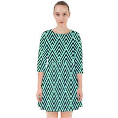 Chevron Pattern Black Mint Green Smock Dress