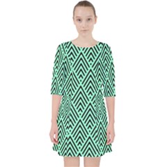 Chevron Pattern Black Mint Green Pocket Dress