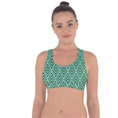 Chevron Pattern Black Mint Green Cross String Back Sports Bra