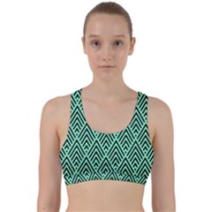 Chevron Pattern Black Mint Green Back Weave Sports Bra