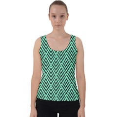 Chevron Pattern Black Mint Green Velvet Tank Top