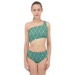 Chevron Pattern Black Mint Green Spliced Up Two Piece Swimsuit