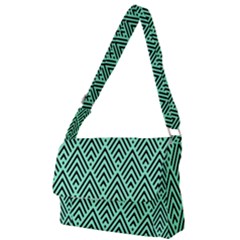 Chevron Pattern Black Mint Green Full Print Messenger Bag