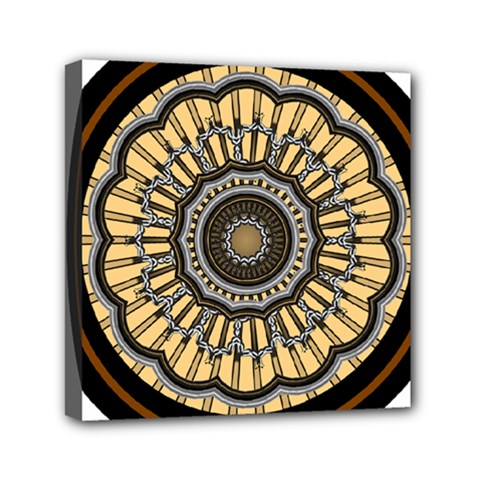 Mandala Pattern Round Ethnic Mini Canvas 6  X 6  (stretched)