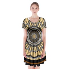 Mandala Pattern Round Ethnic Short Sleeve V-neck Flare Dress by Pakrebo