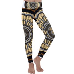 Mandala Pattern Round Ethnic Kids  Lightweight Velour Classic Yoga Leggings by Pakrebo