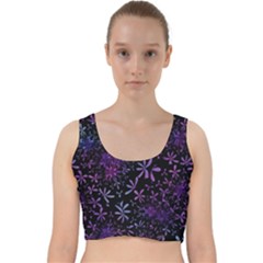 Retro Flower Pattern Design Batik Velvet Racer Back Crop Top by Pakrebo