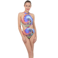 Swirl Vortex Emoji Cyclone Motion Halter Side Cut Swimsuit