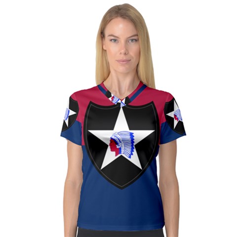 Flag Of United States Army 2nd Infantry Division V-neck Sport Mesh Tee by abbeyz71