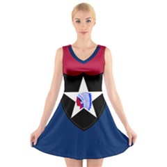 Flag Of United States Army 2nd Infantry Division V-neck Sleeveless Dress by abbeyz71