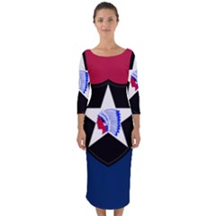 Flag Of United States Army 2nd Infantry Division Quarter Sleeve Midi Bodycon Dress by abbeyz71