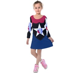 Flag Of United States Army 2nd Infantry Division Kids  Long Sleeve Velvet Dress by abbeyz71