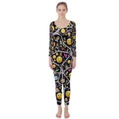 Mental Emojis Emoticons Icons Long Sleeve Catsuit