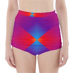 Geometric Blue Violet Red Gradient High-waisted Bikini Bottoms