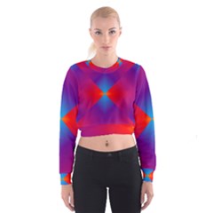 Geometric Blue Violet Red Gradient Cropped Sweatshirt by Alisyart