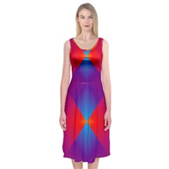 Geometric Blue Violet Red Gradient Midi Sleeveless Dress