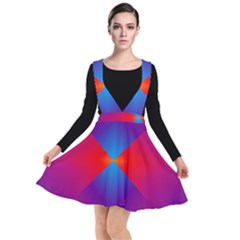 Geometric Blue Violet Red Gradient Plunge Pinafore Dress by Alisyart