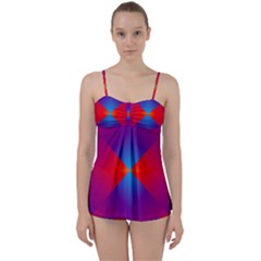 Geometric Blue Violet Red Gradient Babydoll Tankini Set