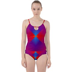 Geometric Blue Violet Red Gradient Cut Out Top Tankini Set by Alisyart