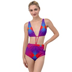 Geometric Blue Violet Red Gradient Tied Up Two Piece Swimsuit