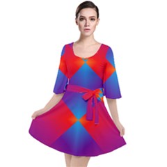 Geometric Blue Violet Red Gradient Velour Kimono Dress