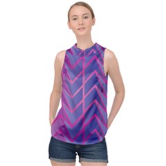 Geometric Background Abstract High Neck Satin Top