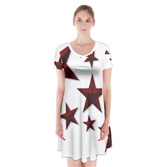 Free Stars Short Sleeve V-neck Flare Dress by Alisyart